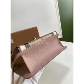 Burberry Fashion Leather Checkered Messenger Bag Pink
