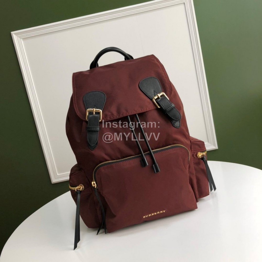 Burberry Fashion Waterproof Leisure Backpack Wine Red