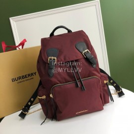 Burberry Fashion Waterproof Leisure Backpack Wine Red