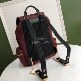 Burberry Fashion Waterproof Leisure Backpack Wine Red