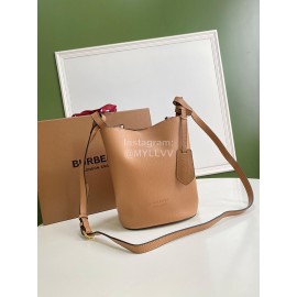 Burberry Simple Palmprint Cowhide Slung Bucket Bag Khaki