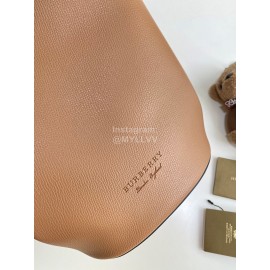 Burberry Simple Palmprint Cowhide Slung Bucket Bag Khaki