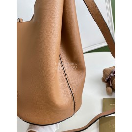 Burberry Simple Palmprint Cowhide Slung Bucket Bag Khaki