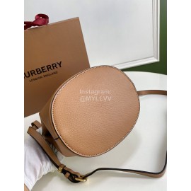 Burberry Simple Palmprint Cowhide Slung Bucket Bag Khaki