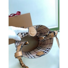 Burberry Simple Palmprint Cowhide Slung Bucket Bag Khaki