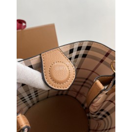 Burberry Simple Palmprint Cowhide Slung Bucket Bag Khaki