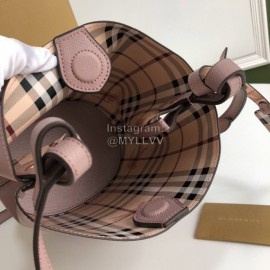 Burberry Simple Palmprint Cowhide Slung Bucket Bag Purple