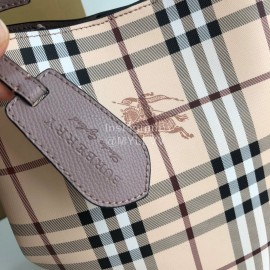 Burberry Simple Checkered Cowhide Slung Bucket Bag