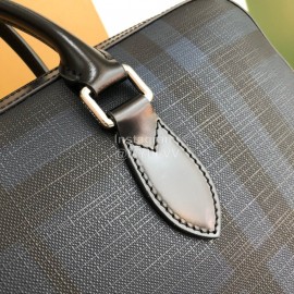 Burberry Hand-Held Fashion Checkered Messenger Briefcase Blue