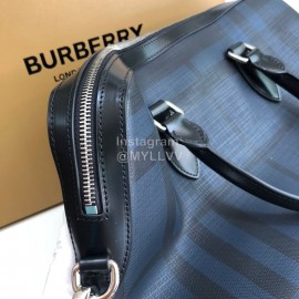 Burberry Hand-Held Fashion Checkered Messenger Briefcase Blue