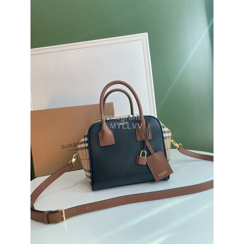 Burberry New Color Matching Leather Retro Plaid Bag