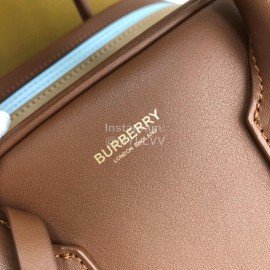 Burberry New Color Matching Leather Retro Plaid Bag Brown