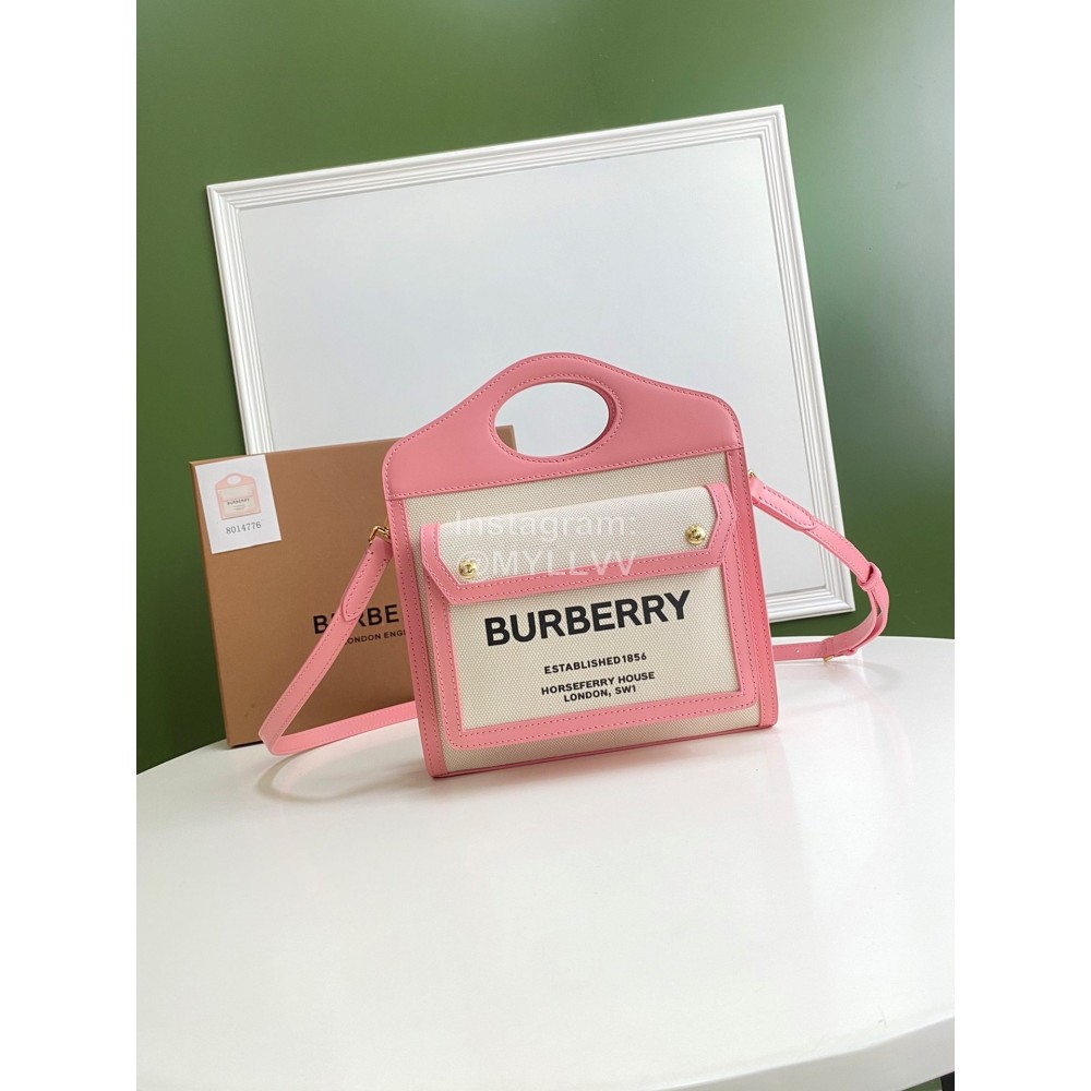Burberry Canvas Leather Printed Handbag Messenger Bag Pink