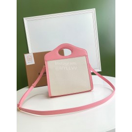 Burberry Canvas Leather Printed Handbag Messenger Bag Pink