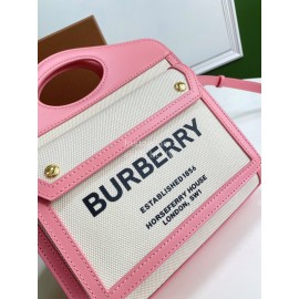 Burberry Canvas Leather Printed Handbag Messenger Bag Pink