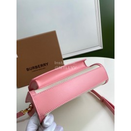Burberry Canvas Leather Printed Handbag Messenger Bag Pink