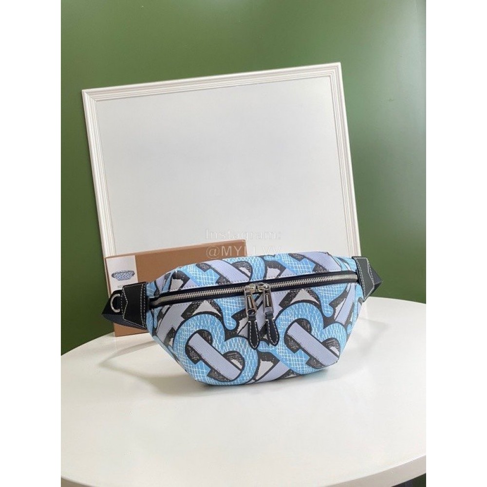 Burberry Canvas Printing Fashion Waist Bag Blue