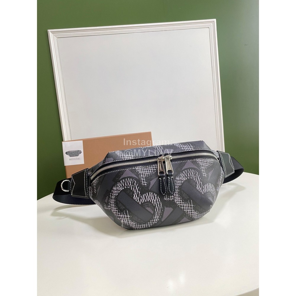 Burberry Canvas Printing Fashion Waist Bag Black
