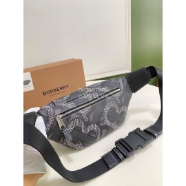Burberry Canvas Printing Fashion Waist Bag Black