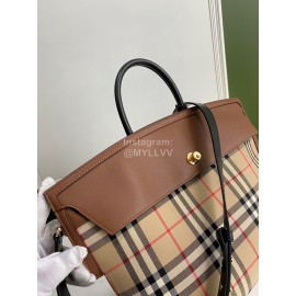 Burberry Retro Exquisite Plaid Handbag Messenger Bag Brown