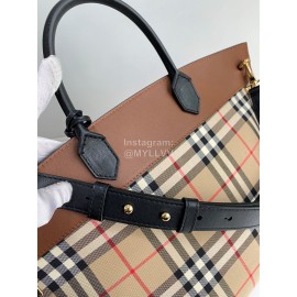 Burberry Retro Exquisite Plaid Handbag Messenger Bag Brown