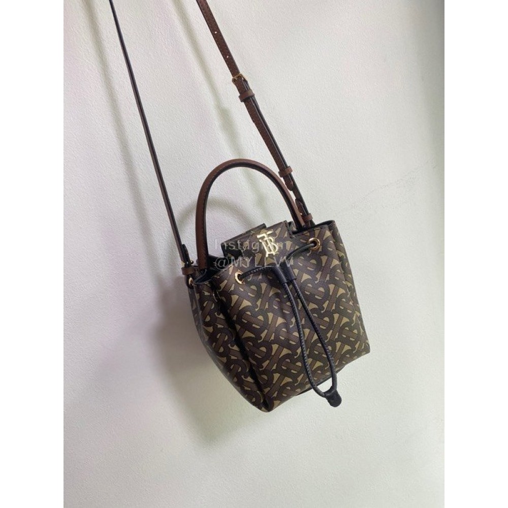 Burberry Soft Print Slung Bucket Bag Brown