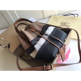 Burberry Fashion Plaid Drawstring Bucket Bag 