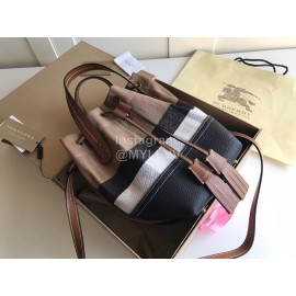 Burberry Fashion Plaid Drawstring Bucket Bag 