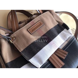 Burberry Fashion Plaid Drawstring Bucket Bag 