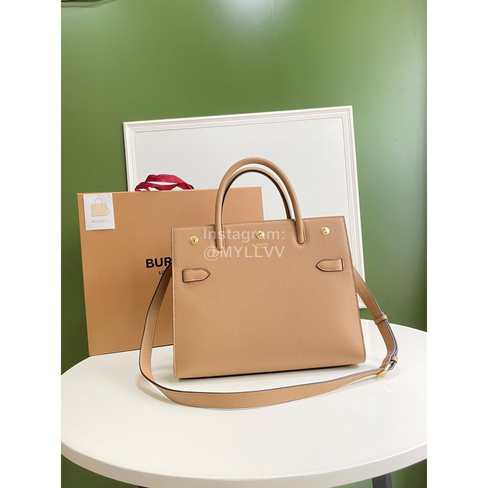 Burberry Grain Leather Carrying Messenger Bag Khaki