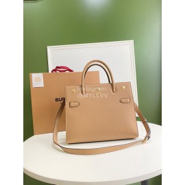 Burberry Grain Leather Carrying Messenger Bag Khaki