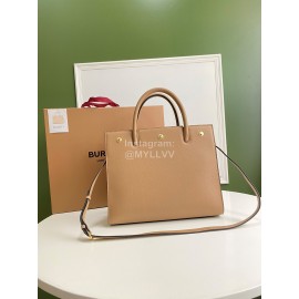 Burberry Grain Leather Carrying Messenger Bag Khaki