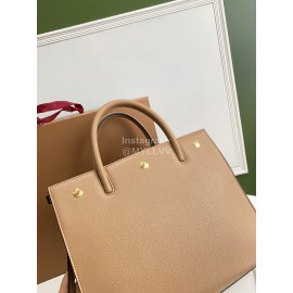 Burberry Grain Leather Carrying Messenger Bag Khaki