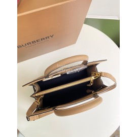 Burberry Grain Leather Carrying Messenger Bag Khaki