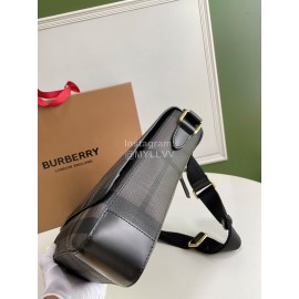 Burberry Soft Plaid Leather Messenger Bag Brown