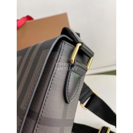 Burberry Soft Plaid Leather Messenger Bag Brown