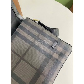 Burberry Soft Plaid Leather Messenger Bag Brown