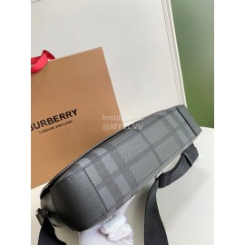 Burberry Soft Plaid Leather Messenger Bag Gray