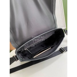 Burberry Soft Plaid Leather Messenger Bag Gray