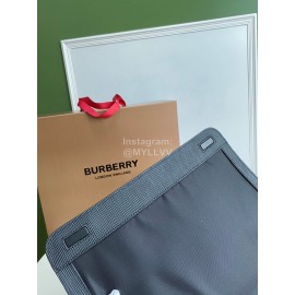 Burberry Soft Plaid Leather Messenger Bag Gray