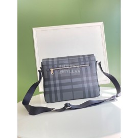 Burberry New Soft Plaid Leather Messenger Bag Gray