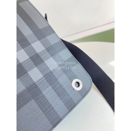 Burberry New Soft Plaid Leather Messenger Bag Gray