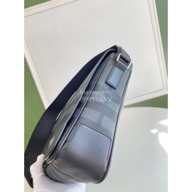 Burberry New Soft Plaid Leather Messenger Bag Gray