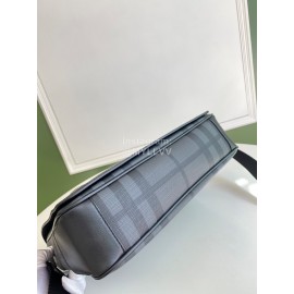 Burberry New Soft Plaid Leather Messenger Bag Gray