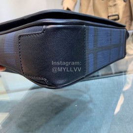 Burberry New Soft Plaid Leather Messenger Bag Blue