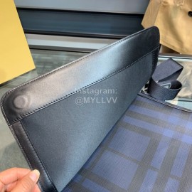 Burberry New Soft Plaid Leather Messenger Bag Blue