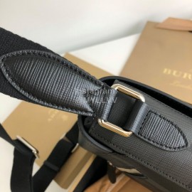 Burberry Fashion Plaid Leather Messenger Bag Gray