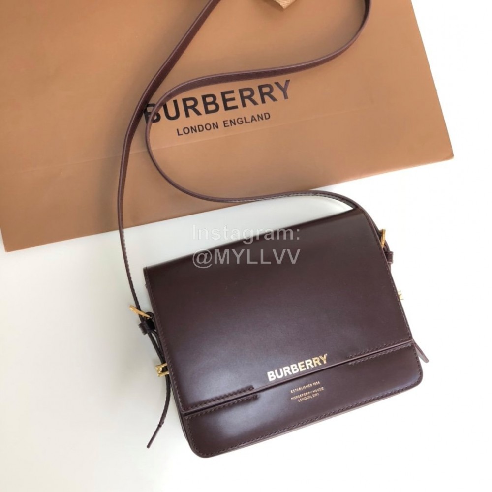 Burberry Fashion Leather Messenger Bag For Women Purplish Red
