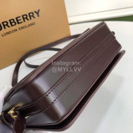 Burberry Fashion Leather Messenger Bag For Women Purplish Red