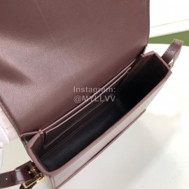 Burberry Fashion Leather Messenger Bag For Women Purplish Red